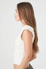Cap Puff Sleeve Crop Top