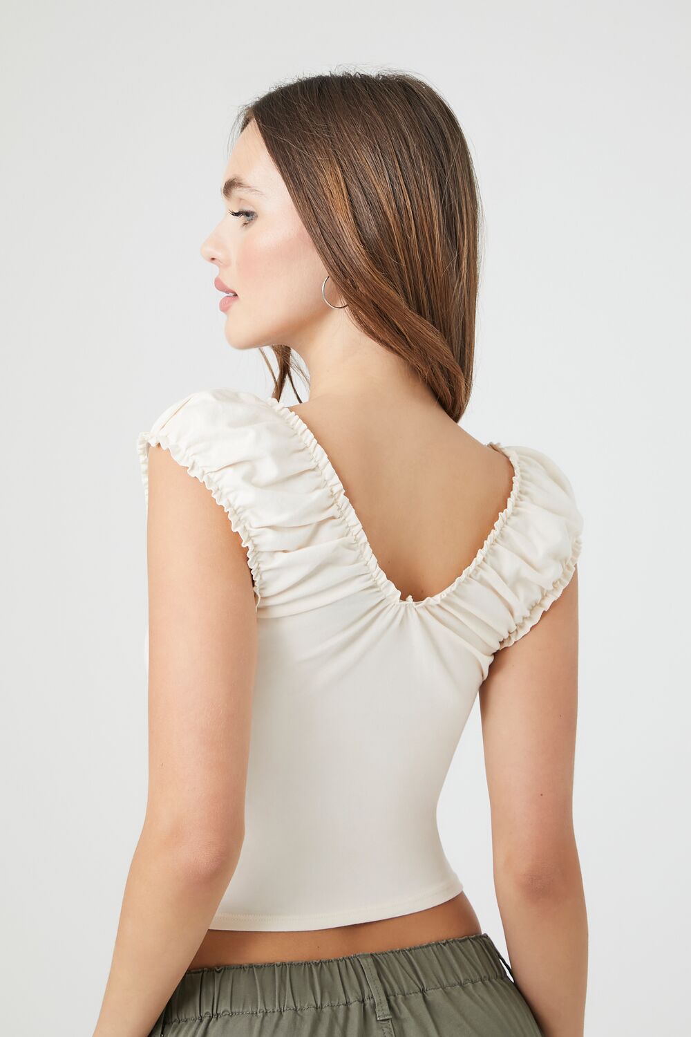 Cap Puff Sleeve Crop Top