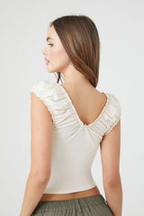 Cap Puff Sleeve Crop Top