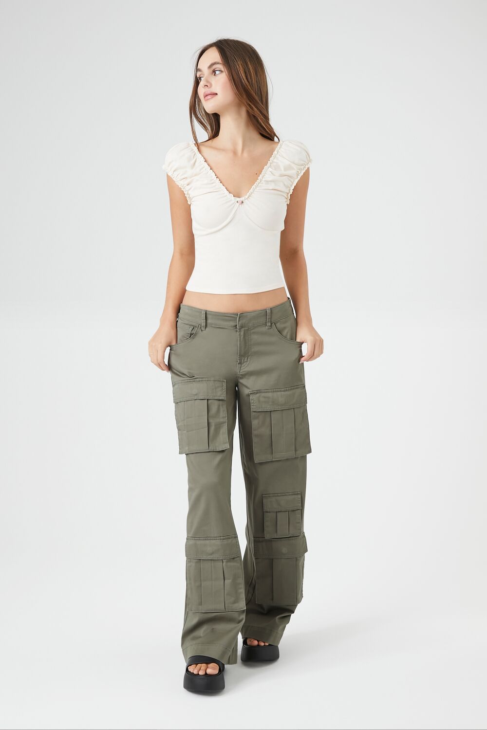 Cap Puff Sleeve Crop Top