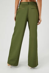 Button-Hem Wide-Leg Pants