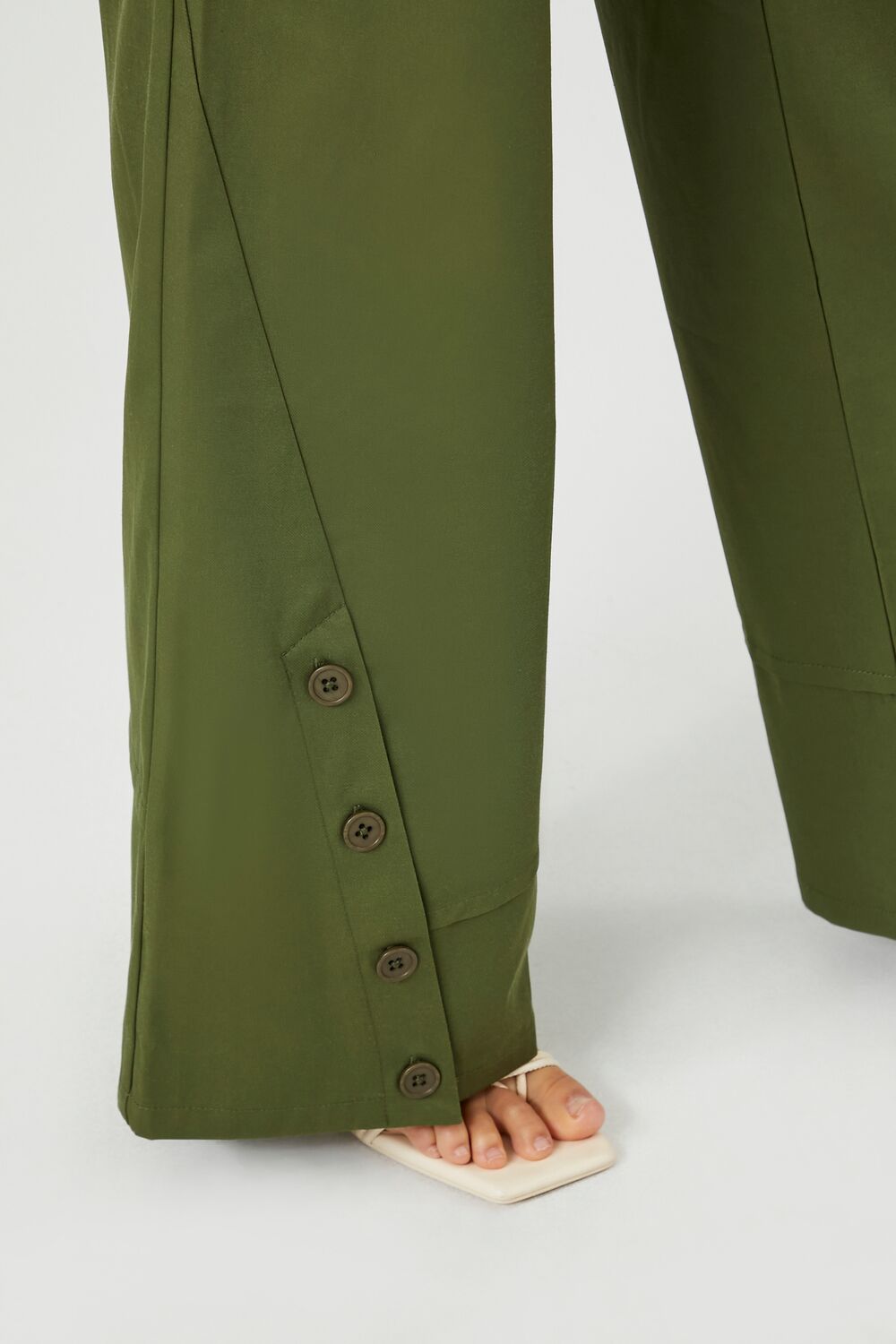 Button-Hem Wide-Leg Pants