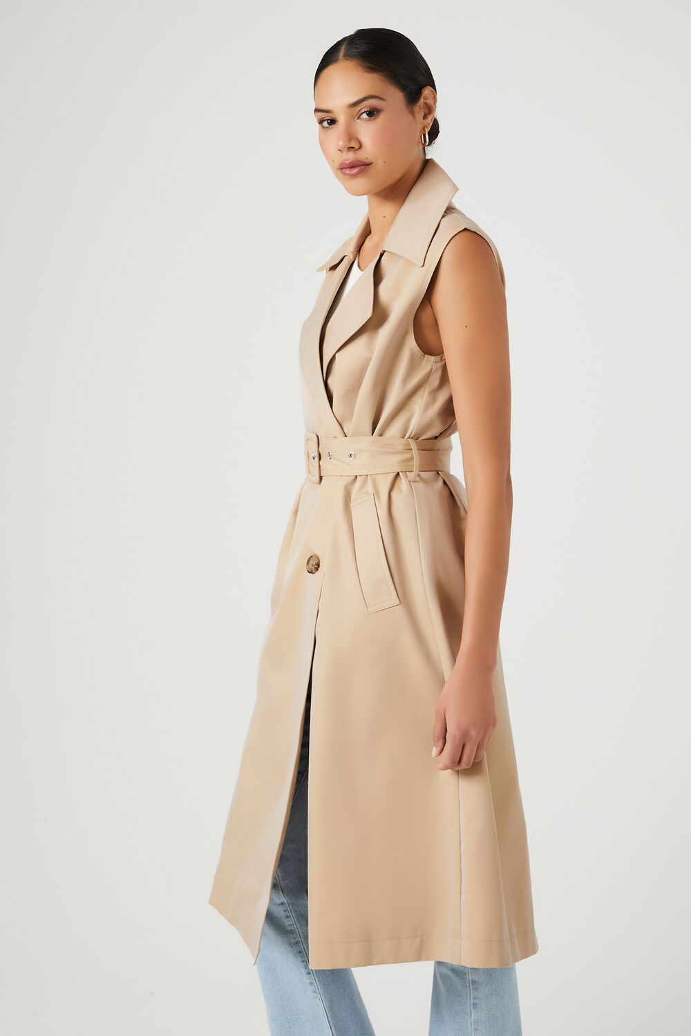 Belted Sleeveless Trench Coat