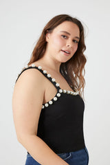 Plus Size Faux Pearl Tank Top