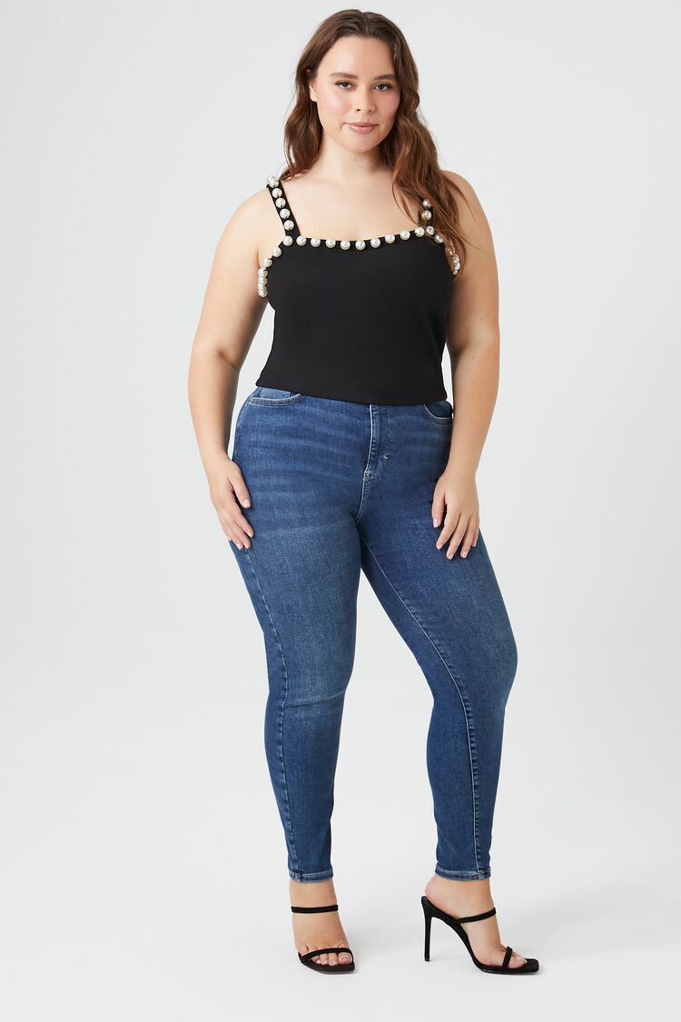 Plus Size Faux Pearl Tank Top
