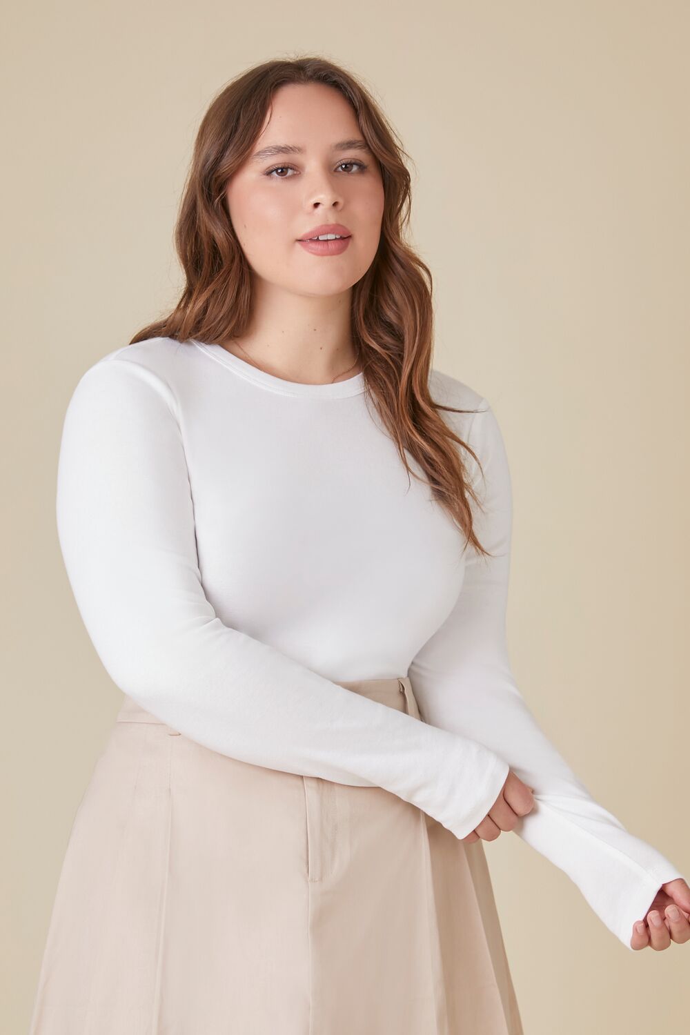 Plus Size Long-Sleeve Uniform Top