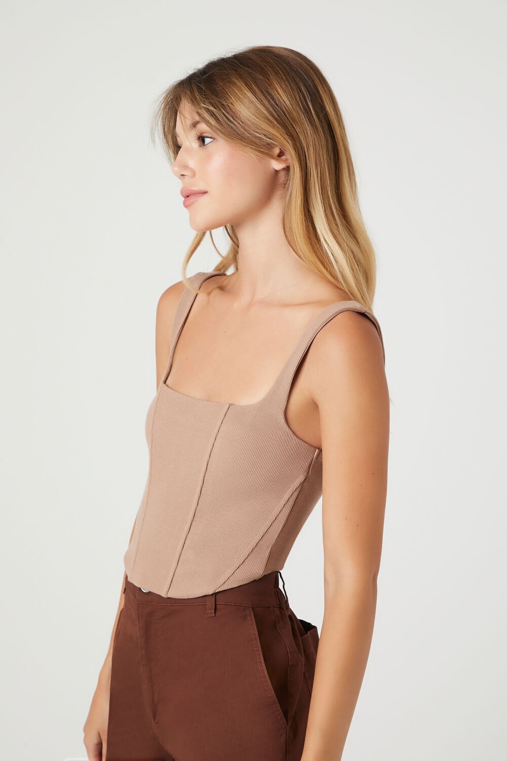 Ribbed Knit Corset Crop Top