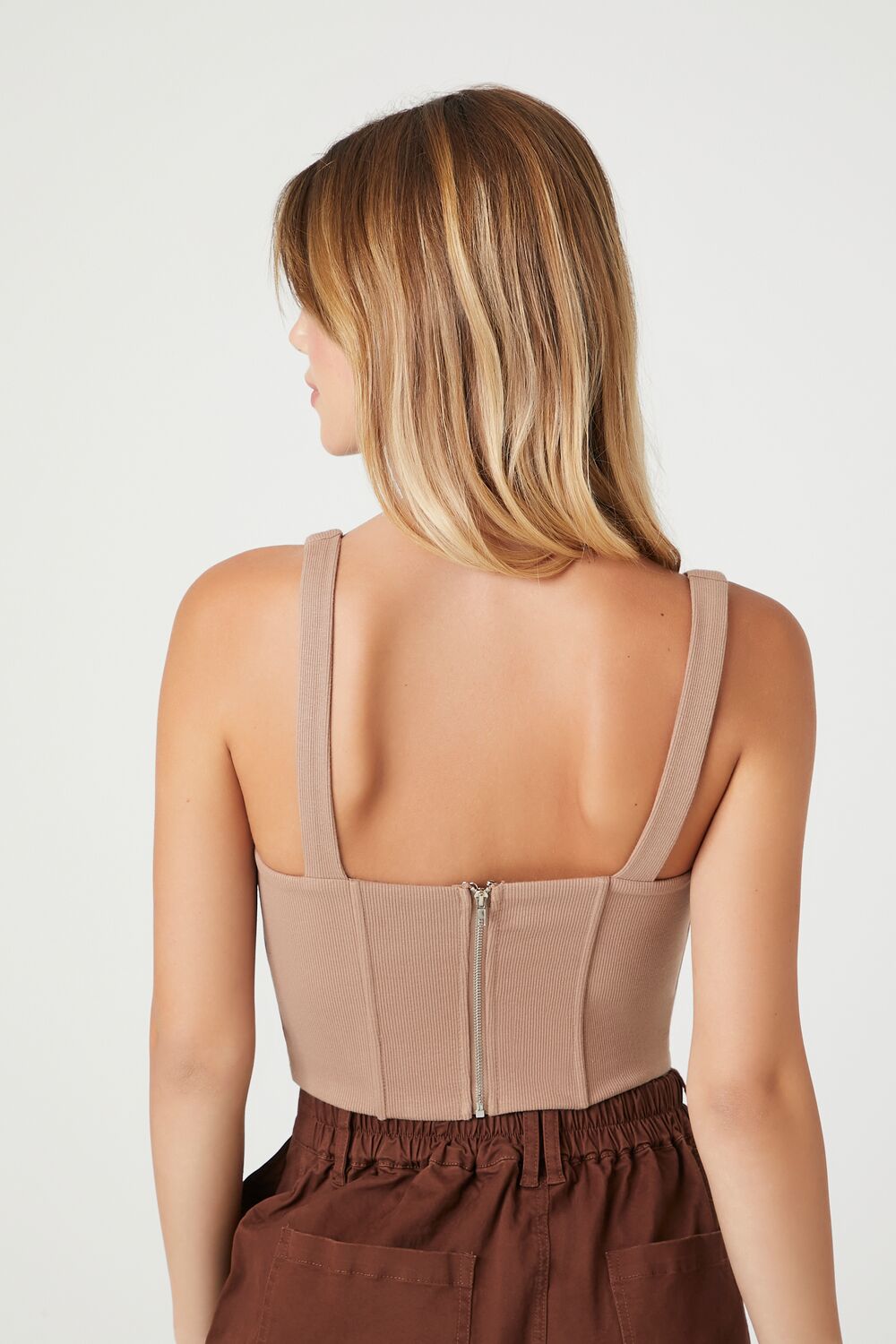 Ribbed Knit Corset Crop Top