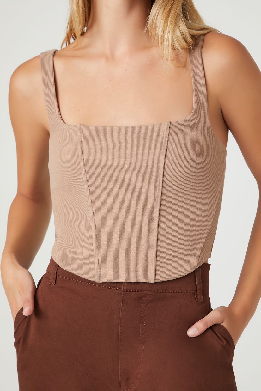 Ribbed Knit Corset Crop Top