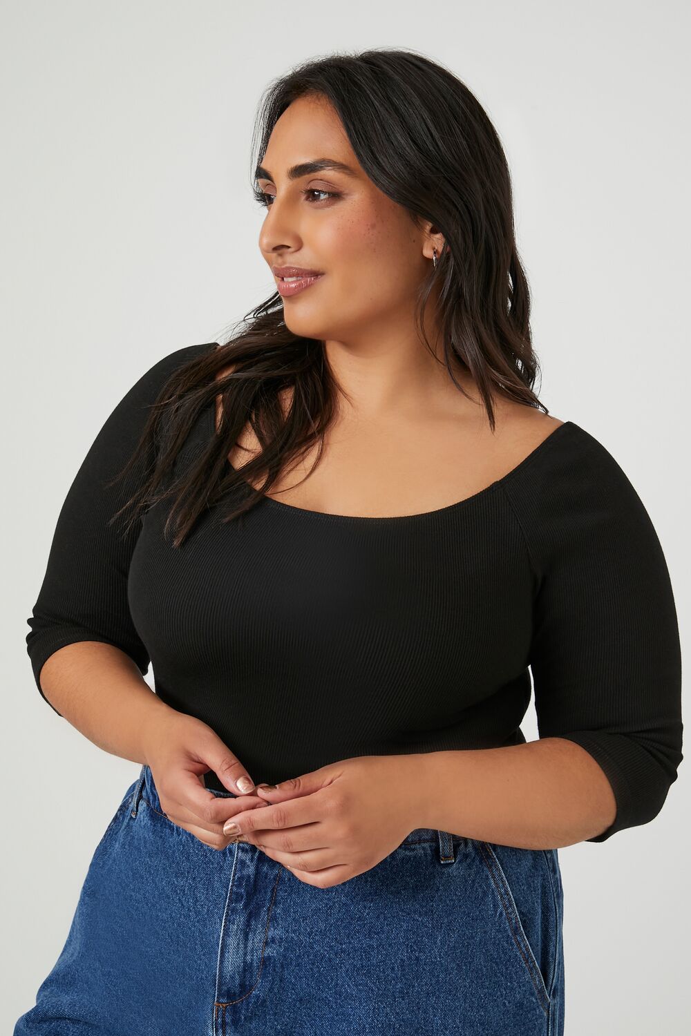 Plus Size Ribbed Scoop Bodysuit