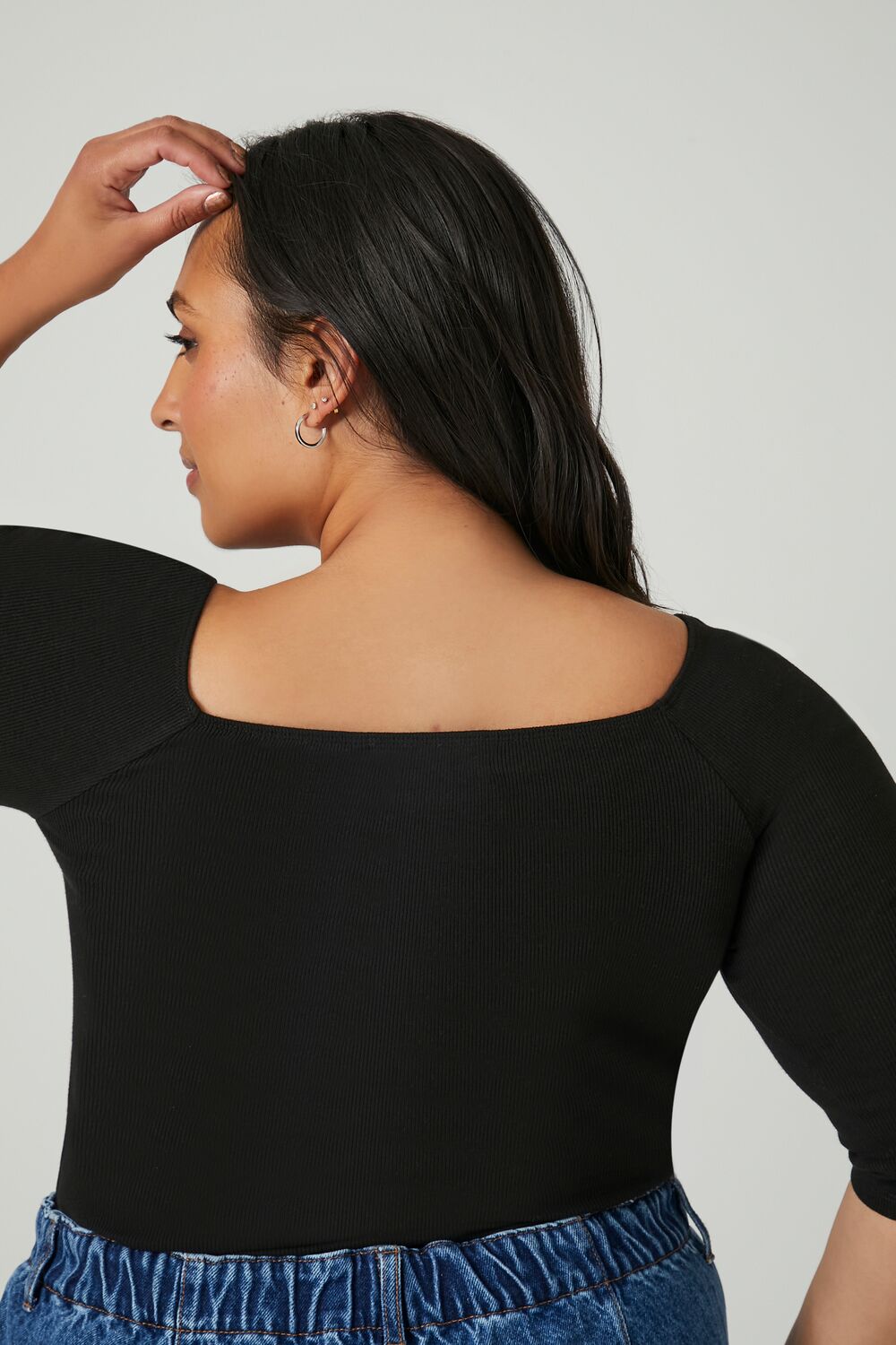 Plus Size Ribbed Scoop Bodysuit