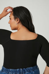 Plus Size Ribbed Scoop Bodysuit