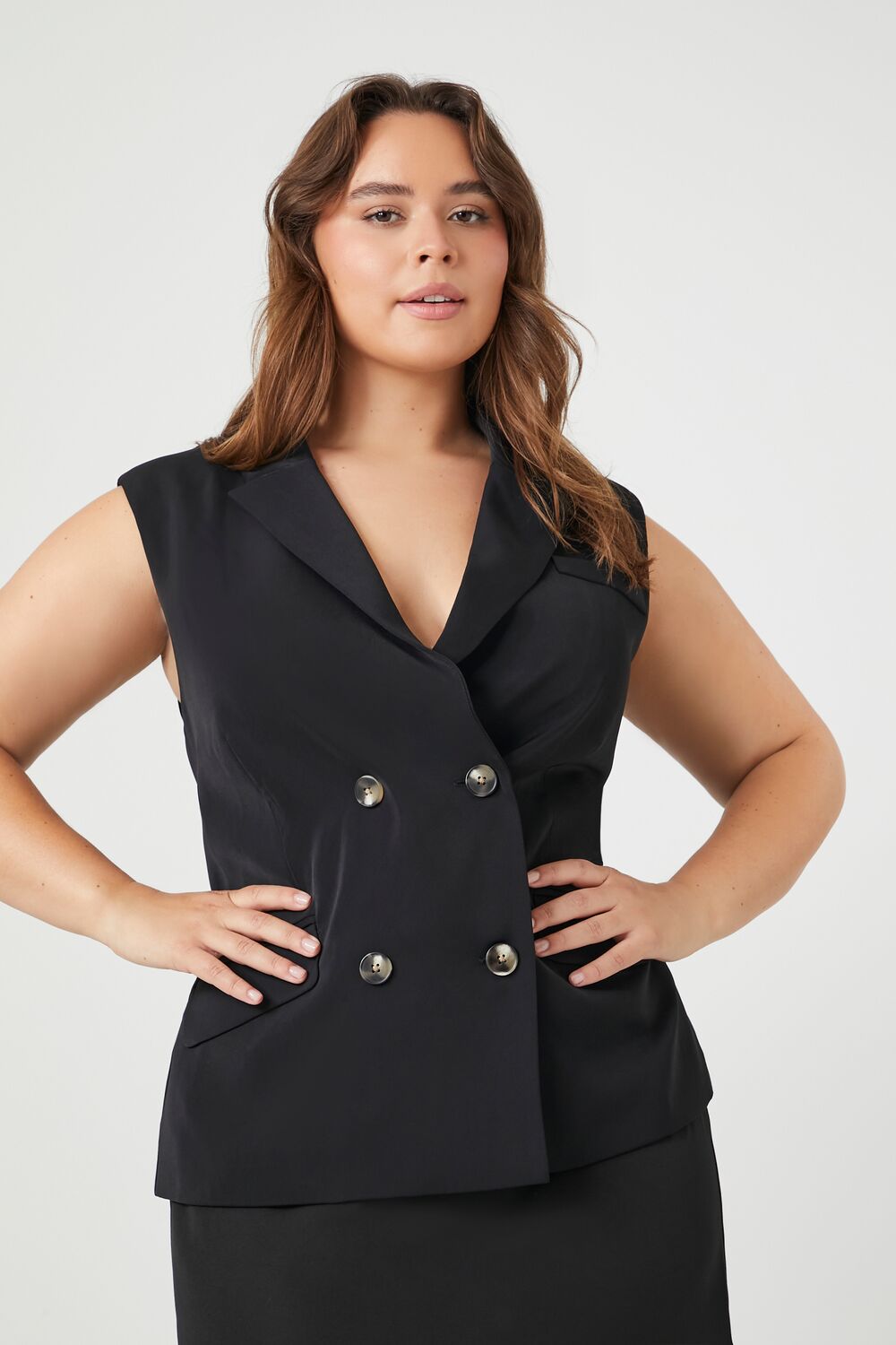 Plus Size Double-Breasted Vest