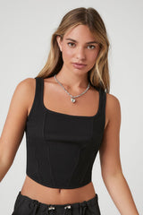 Ribbed Knit Cropped Tank Top