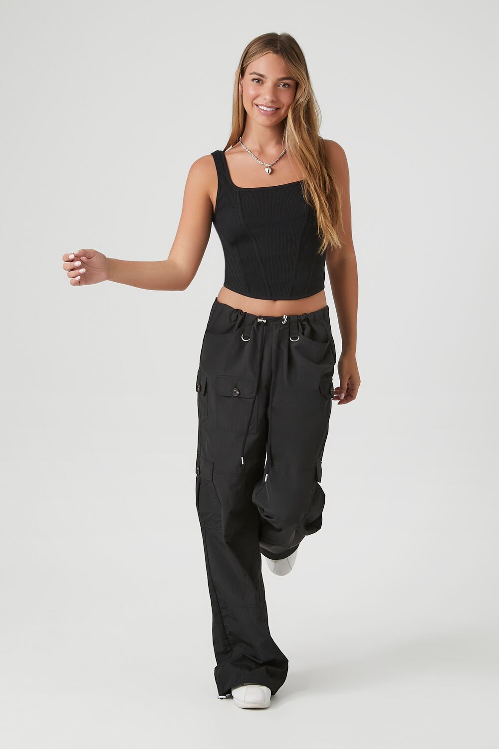 Ribbed Knit Cropped Tank Top