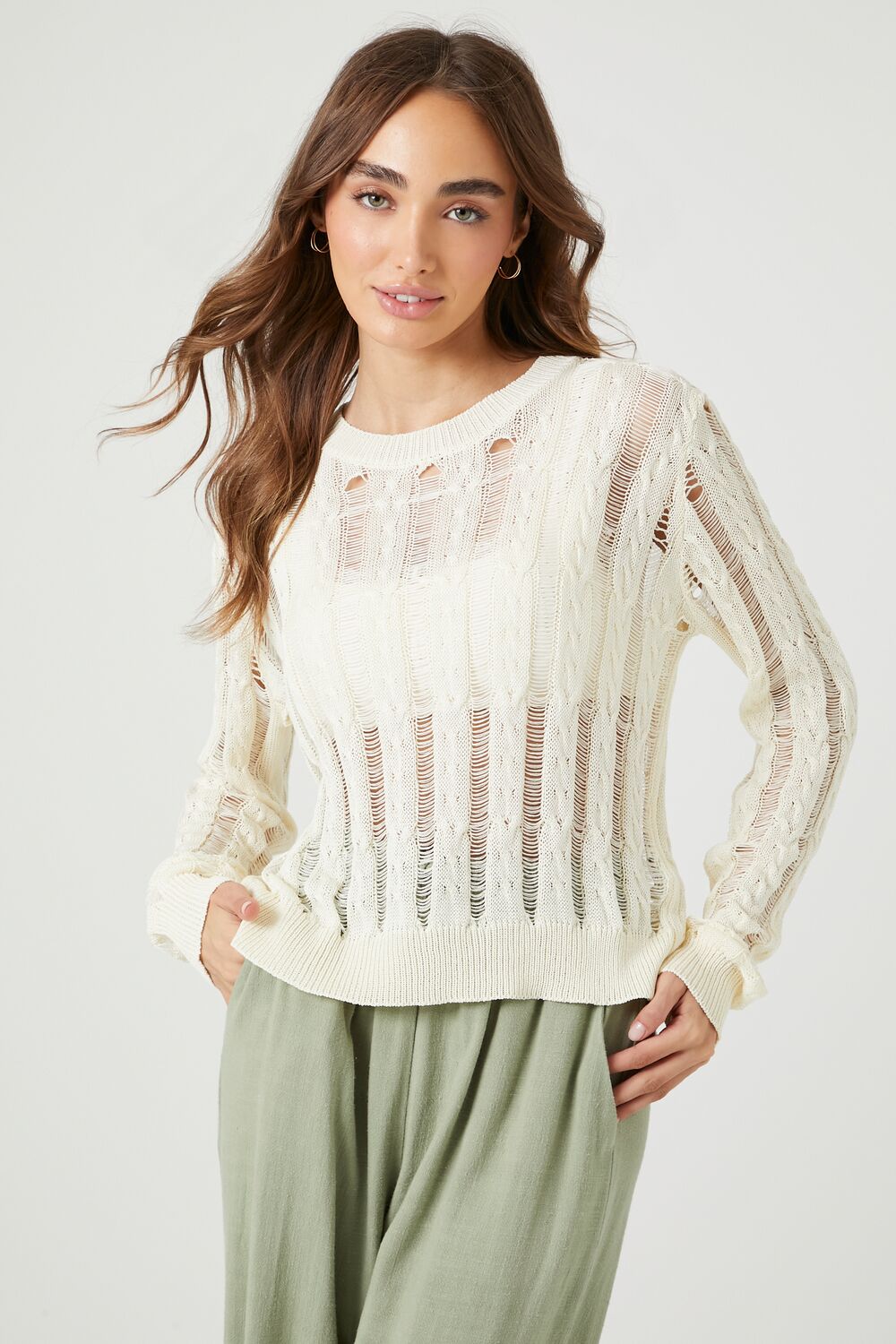 Distressed Sheer Sweater