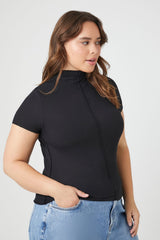 Plus Size Seamed Mock Neck Top