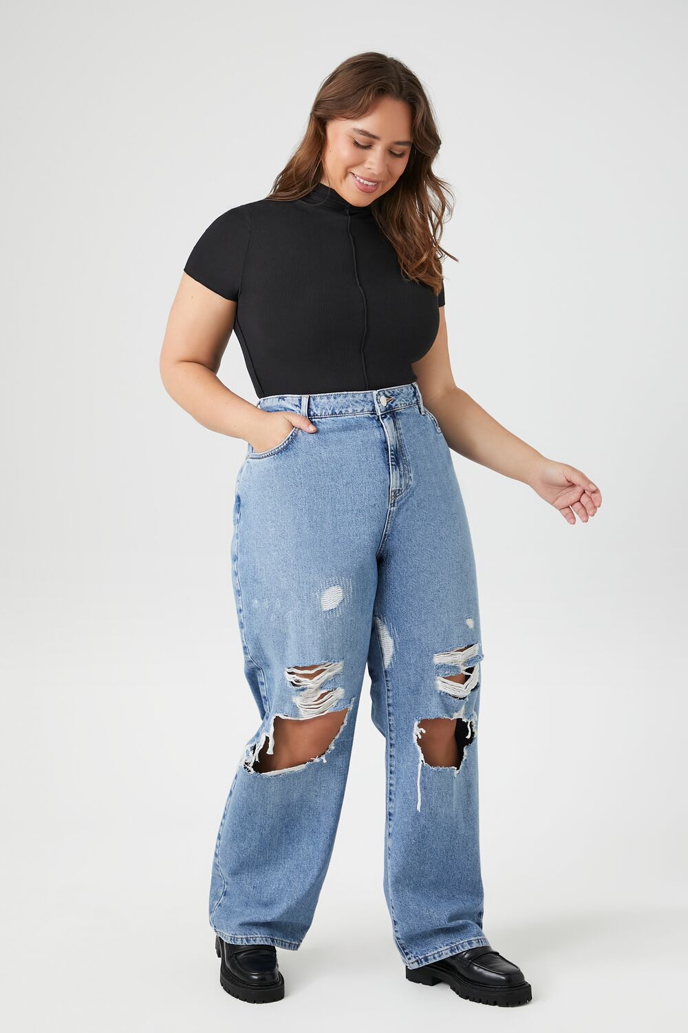 Plus Size Seamed Mock Neck Top