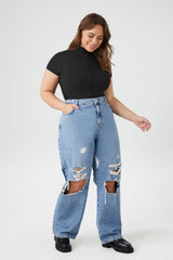 Plus Size Seamed Mock Neck Top