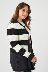 Plus Size Striped Cardigan Sweater