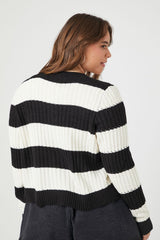Plus Size Striped Cardigan Sweater