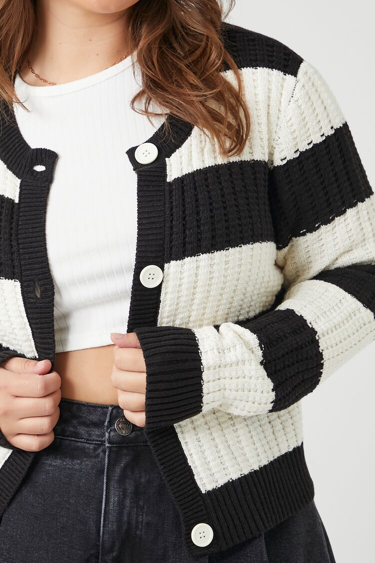 Plus Size Striped Cardigan Sweater