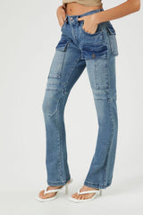 Stretch-Denim Cargo Bootcut Jeans
