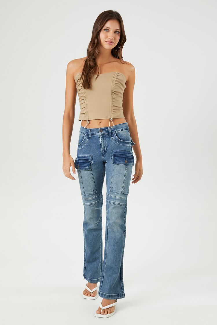 Stretch-Denim Cargo Bootcut Jeans