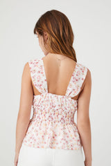 Floral Print Smocked Tank Top