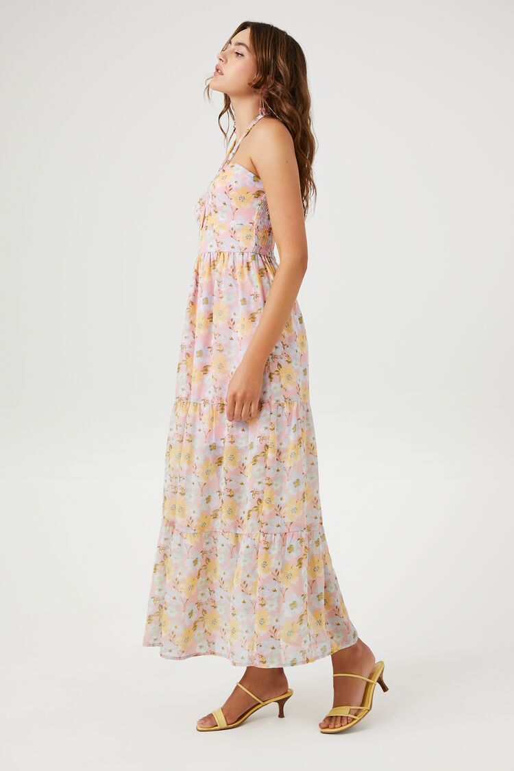 Floral Print Halter Maxi Dress