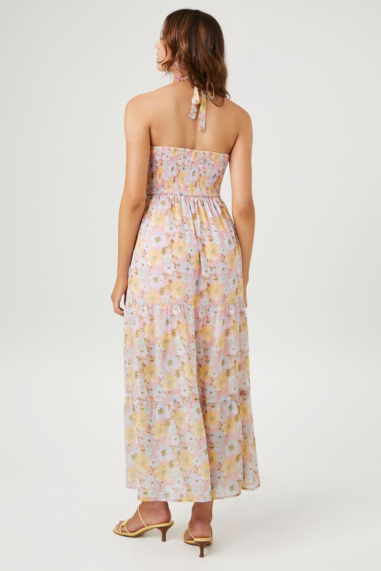 Floral Print Halter Maxi Dress