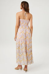 Floral Print Halter Maxi Dress