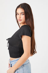 Smocked Cutout Crop Top