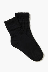 Crinkle Ribbed Knit Crew Socks