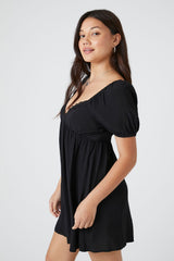 Lace-Trim Peasant Mini Dress