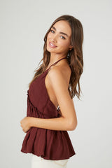 Gauze Flounce Halter Top