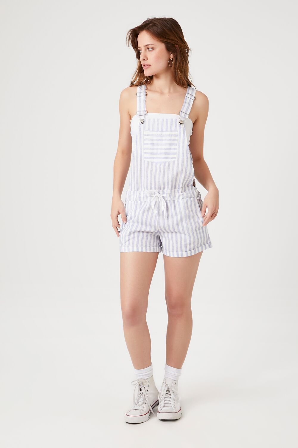 Striped Overall Shorts