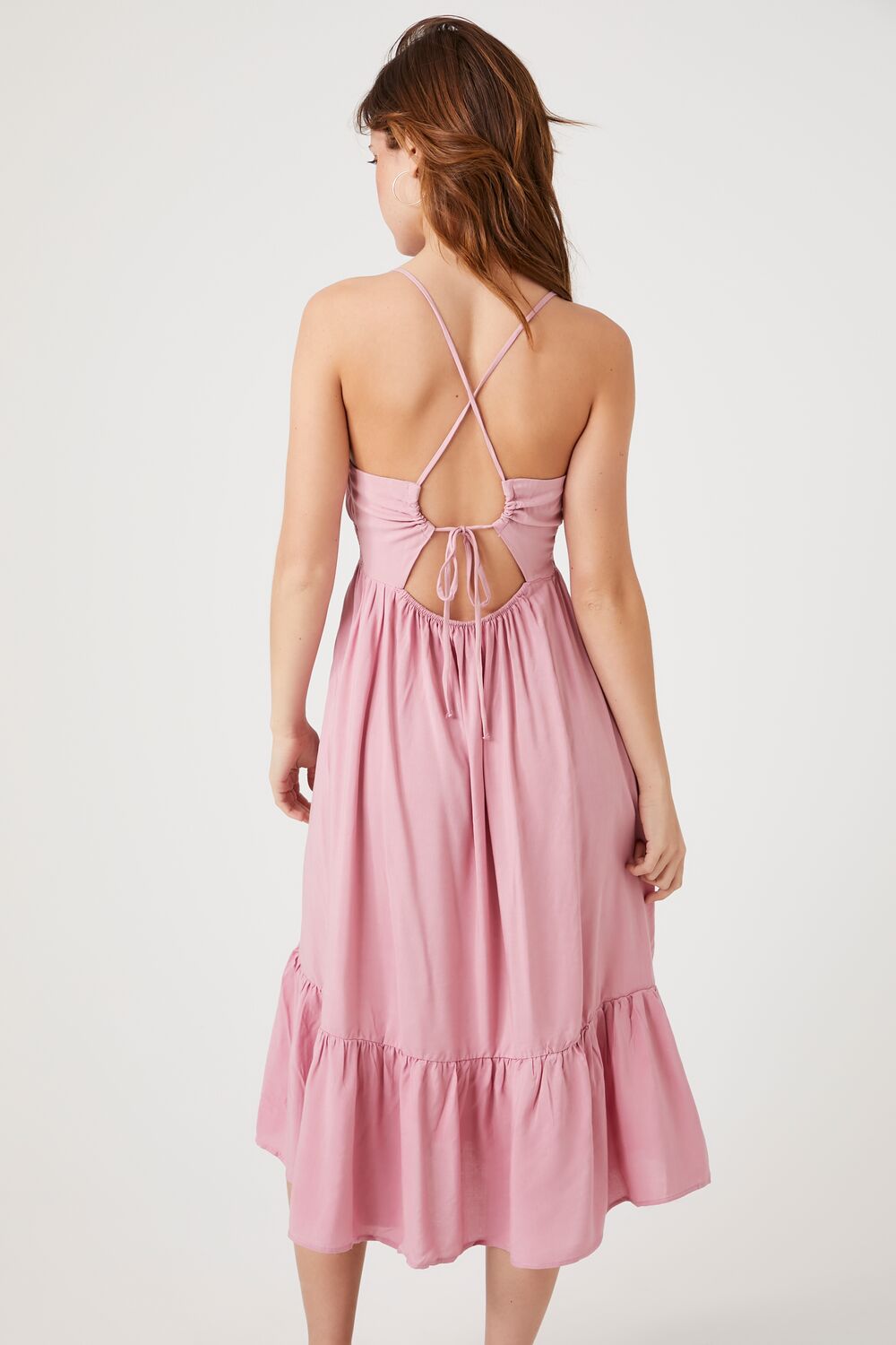Flounce Crisscross Midi Dress