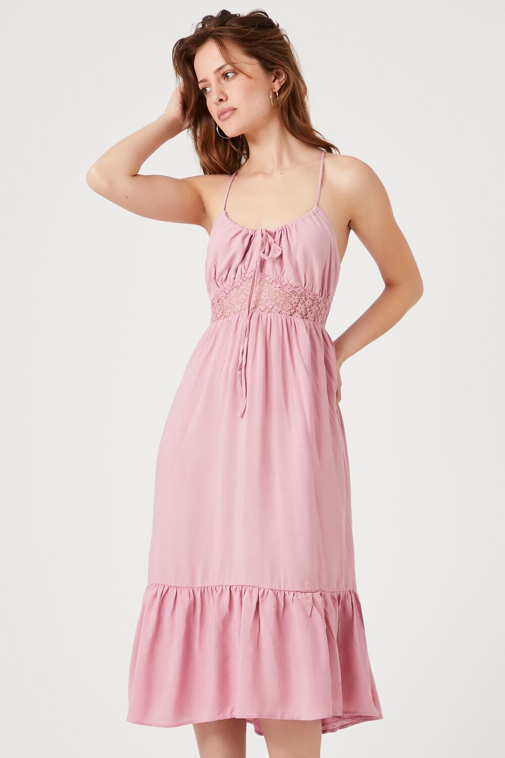 Flounce Crisscross Midi Dress