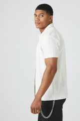 Textured Ribbed Knit Button-Down Shirt