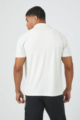 Textured Ribbed Knit Button-Down Shirt