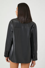 Faux Leather Vented Shacket