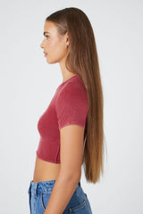Rib-Knit Cropped Tee