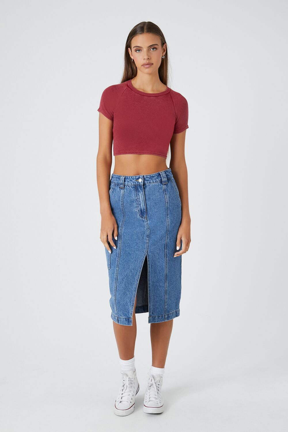 Rib-Knit Cropped Tee