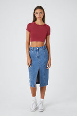 Rib-Knit Cropped Tee