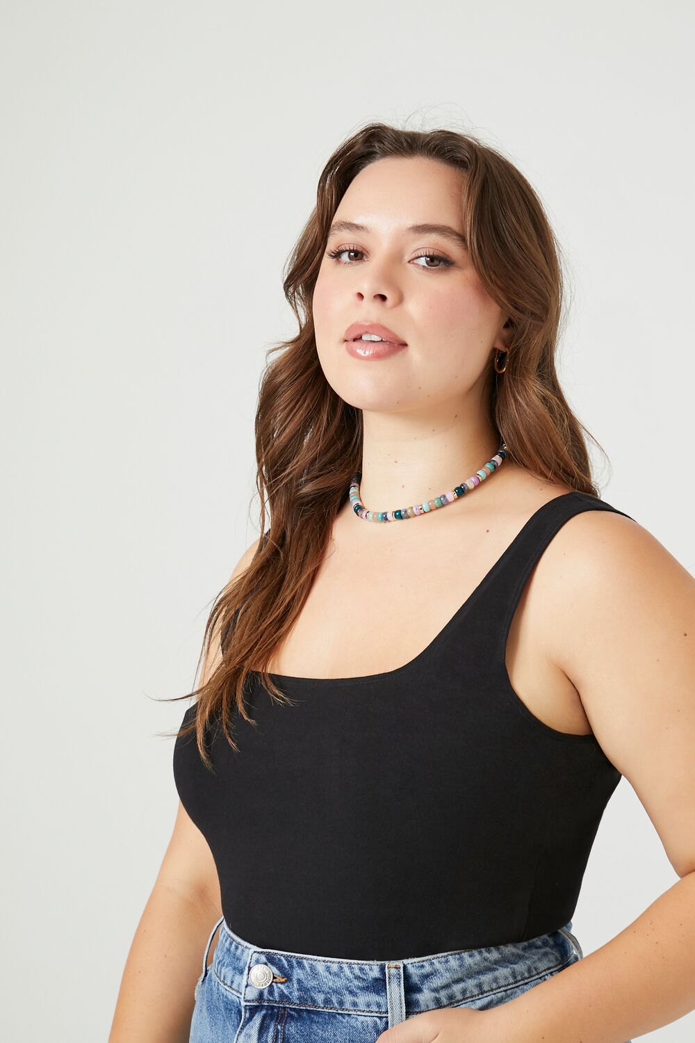 Plus Size Square-Neck Tank Bodysuit