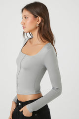 Fitted Long-Sleeve Crop Top