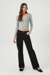 Fitted Long-Sleeve Crop Top