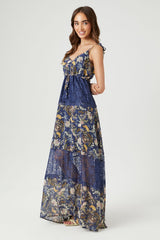 Chiffon Ornate Print Maxi Dress