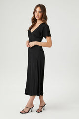 Flounce-Sleeve Midi Dress